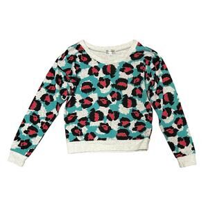 Olsenboye Leopard Print Long Sleeve Soft Thin Knit Top Size Small